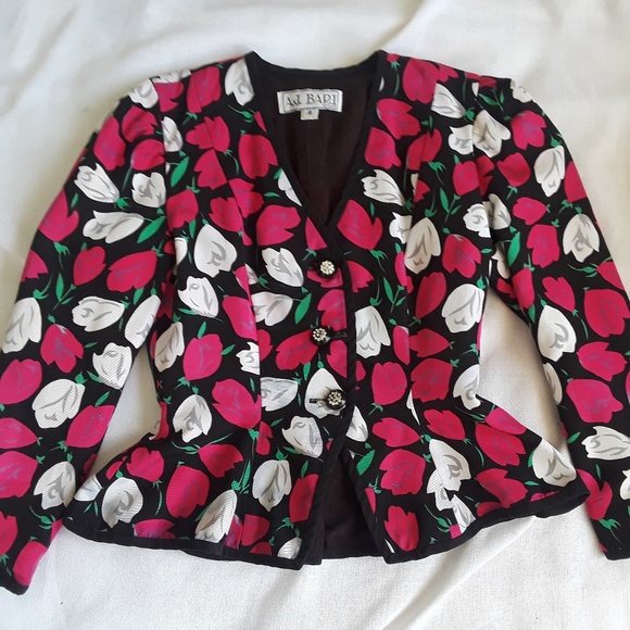 {A.J. Bari} Vintage Peplum Valentines Rose Blazer - Picture 1 of 6